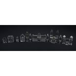Seven Swarovski Crystal Town Buildings and Trees, some sets,