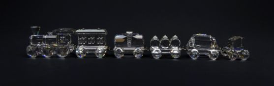 Swarovski crystal Train set comprising an engine and five interlocking carriages,