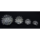 Set of four graduated Swarovski Crystal Hedgehogs,