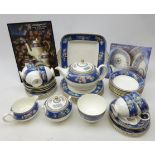 Wedgwood Blue Siam pattern six setting tea service comprising teapot, cups & saucers, tea plates,