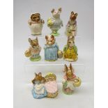 Eight Beswick Beatrix Potter figures: Samuel Whisker (gold backstamp), Aunt Pettitoes,