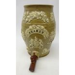 Victorian stoneware Brandy barrel depicting Scottish and English Union,