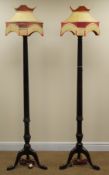 Pair of Hepplewhite style mahogany standard lamps,