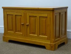 Shaw & Rilley 'Seahorsemen' of Hessay, elm television cabinet, two doors, shaped plinth base, W77cm,