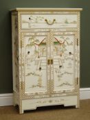 Chinese cabinet chinoiserie style decorated with figures on a white ground, W61, H94cm,