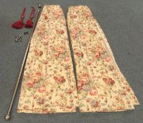 Two pairs of floor length lined Laura Ashley floral patterned lounge curtains (W265cm,