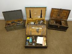 Four wooden tool chests with large quantity of vintage hand tools (4) Condition Report