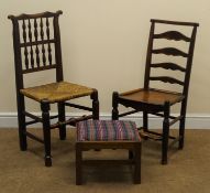 18th century country elm ladder back dining chair with plank seat (W46cm) an 18th century country