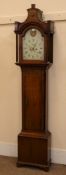 George III oak longcase clock with pagoda top, eight day movement striking on a bell,