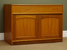 SForm teak side cabinet, single drawers above two cupboard doors, W86cm, H61cm,