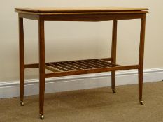 1960's teak foldover black baize lined card table on slender tapering legs with slatted undertier