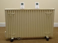 Two Fischer 100/60 1900 230v portable Electric storage heaters, L100cm & 80cm,