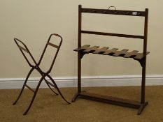 19th century mahogany boot and whip rack, arched sledge supports (W69cm, H95cm,