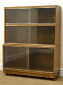 20th century Minty oak stacking library bookcase with six glazed doors, W89cm, H112cm,
