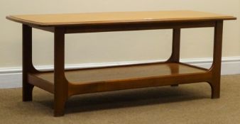 Gentique teak two-tier coffee table on curved supports, W122cm, H46cm,