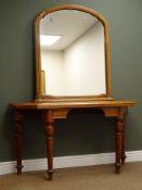 19th century mahogany side table, canted corners, turned supports (W134cm, H73cm,