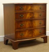 Bevan Funnell George lll style mahogany serpentine chest of four long drawers, with bracket feet,
