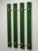 Dutch style green finish planked coat hooks, W63cm,