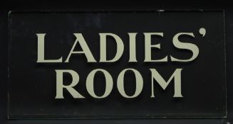 Early 20th century 'Ladies Room' etched glass powder room sign,