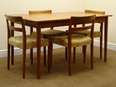 Nils Jonson teak extending dining table, two leaves, tapering supports (W200cm, H74cm,