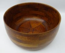 1970s Teak fruit bowl designed by Georg Jensen, inset plaque to base,