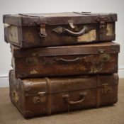 Two Vintage leather suit cases, with Canadian Pacific cruise labels for Emp.