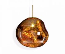 Tom Dixon large copper melt pendant light fitting, translucent when on and mirror-finish when off,