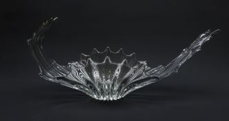 French clear glass splash form centrepiece dish,
