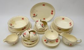 Alfred Meakin 'Stag' pattern six setting dinner and tea service comprising six cups and saucers,