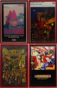 Four framed London Transport Posters; Downtown to Soho by Bus and Tube after Michael Bishop,