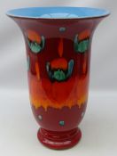 Large Poole pottery Volcano pattern pedestal vase of trumpet form,
