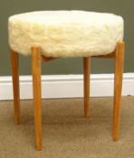 Mobel footstool, upholstered seat, tapering supports, D50cm,