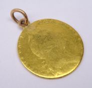 George III gold 'spade' guinea, on pendant mount, illegible date, total weight 7.