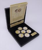 Seven Queen Elizabeth II silver proof five pound coins,