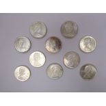 Ten Canadian silver dollars; 1964,