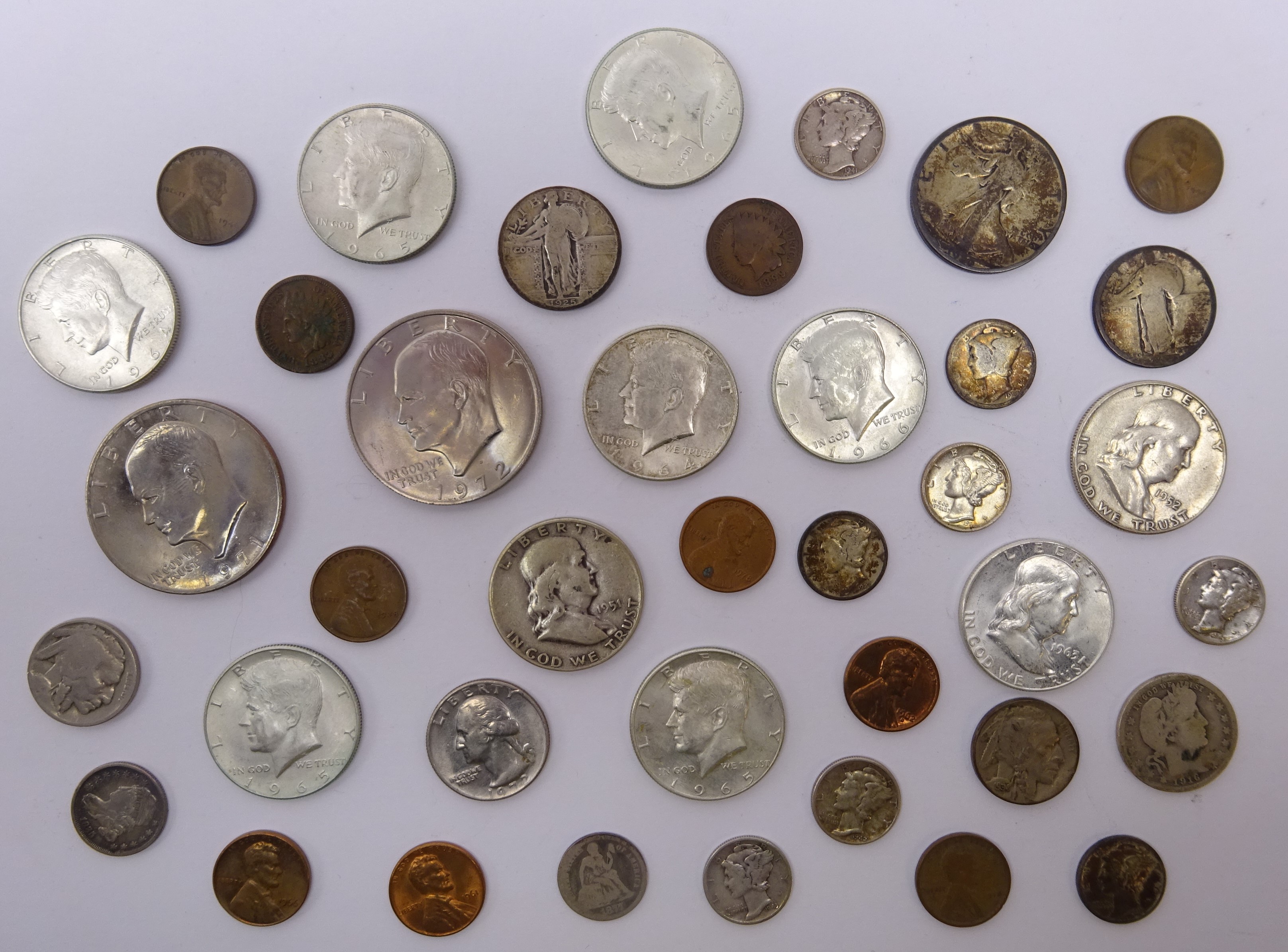 Small collection of United States of America coinage including, 1877 one dime, 1916D quarter dollar,