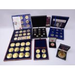 Collection of mostly modern commemorative coins and coin sets including 'The Royal Wedding Prestige