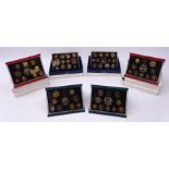 Six Royal Mint United Kingdom proof coin sets; 1996, 1997,