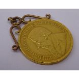 South Africa 1898 gold pond coin, with pendant mount, total weight 8.