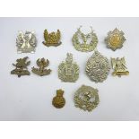 Five Scottish Glengarry badges and six cap badges including Argyll & Sutherland, Tyneside Scottish,