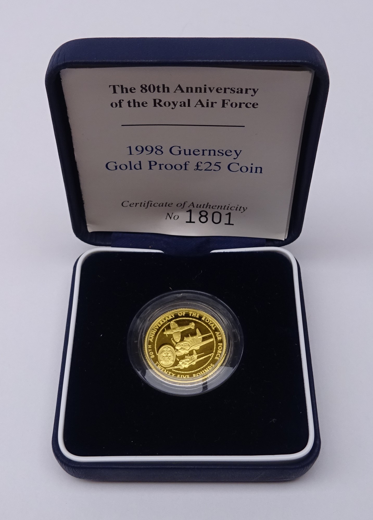 Queen Elizabeth II 1998 Guernsey gold proof twenty-five pound coin,