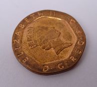 Rare coin error - 20p coin dated 1993 struck in copper-plated steel rather than the intended