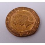 Rare coin error - 20p coin dated 1993 struck in copper-plated steel rather than the intended