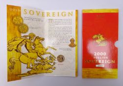 Queen Elizabeth II 2000 gold bullion full sovereign,