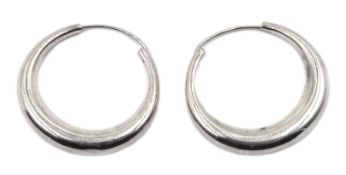 Pair of Georg Jensen silver hoop earrings, Sheffield 2015,