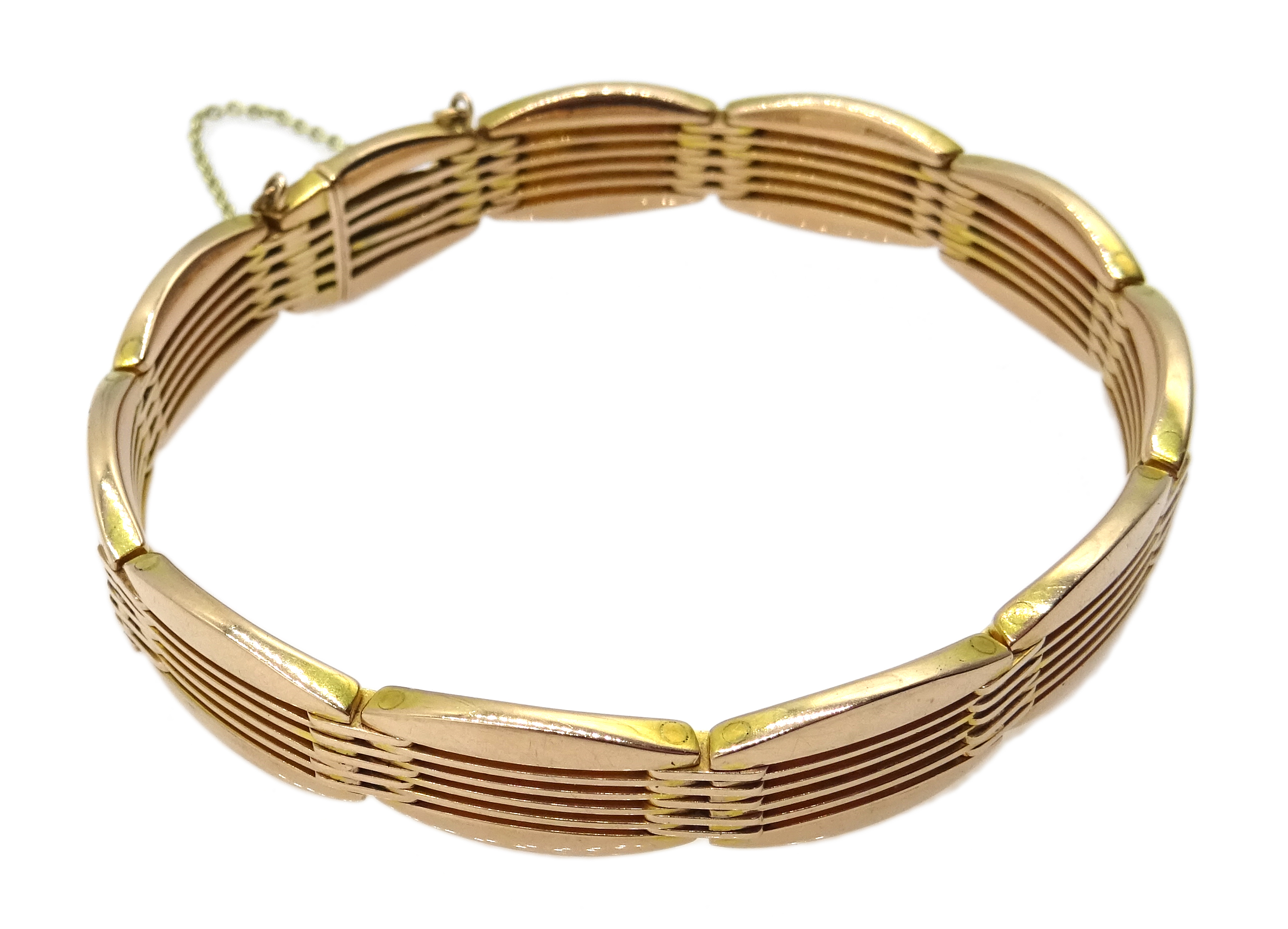 Rose gold four bar oval link bracelet, - Image 2 of 2
