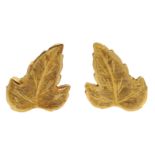 Pair of 18ct gold leaf clip earrings, stamped 750 Condition Report 5.