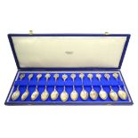 Set of twelve David Cornell silver 'Zodiac' spoons, retailed by John Pinches,
