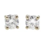 Pair of 18ct white gold diamond stud earrings, 750, diamonds total weight 0.