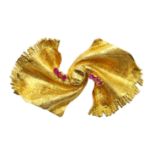 18ct gold scarf brooch, set with six rubies, stamped 750 Condition Report 13gm gross,